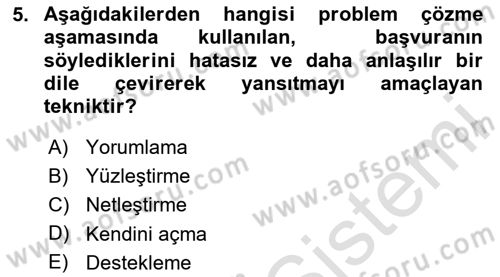 Görüşme Teknikleri Dersi 2025 - 2026 Yılı (Final) Dönem Sonu Sınav Soruları 5. Soru