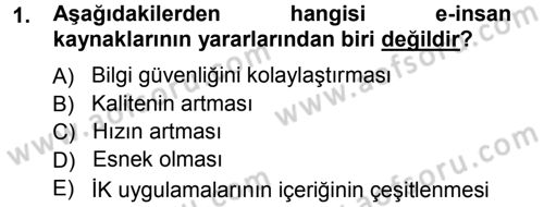 E-İş Süreçleri Dersi 2012 - 2013 Yılı (Vize) Ara Sınav Soruları 1. Soru