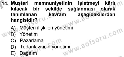 E-İş Süreçleri Dersi 2012 - 2013 Yılı (Vize) Ara Sınav Soruları 14. Soru