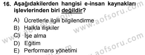 E-İş Süreçleri Dersi 2012 - 2013 Yılı (Vize) Ara Sınav Soruları 16. Soru