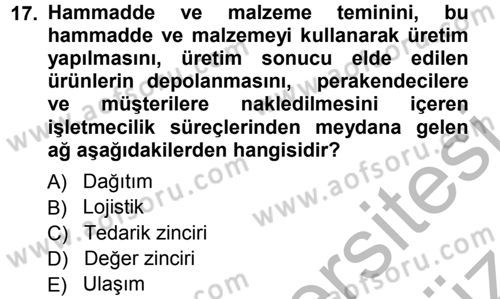 E-İş Süreçleri Dersi 2012 - 2013 Yılı (Vize) Ara Sınav Soruları 17. Soru