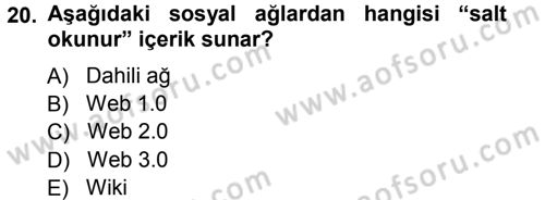 E-İş Süreçleri Dersi 2012 - 2013 Yılı (Vize) Ara Sınav Soruları 20. Soru