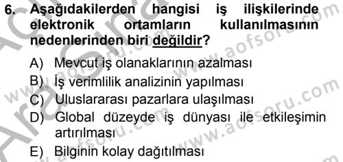 E-İş Süreçleri Dersi 2012 - 2013 Yılı (Vize) Ara Sınav Soruları 6. Soru