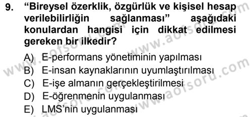 E-İş Süreçleri Dersi 2012 - 2013 Yılı (Vize) Ara Sınav Soruları 9. Soru