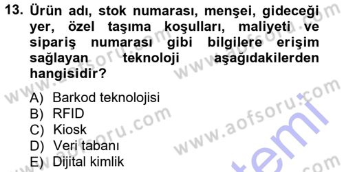 E-İş Süreçleri Dersi 2012 - 2013 Yılı (Final) Dönem Sonu Sınav Soruları 13. Soru