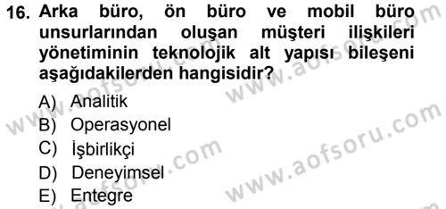 E-İş Süreçleri Dersi 2012 - 2013 Yılı (Final) Dönem Sonu Sınav Soruları 16. Soru
