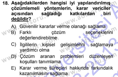 E-İş Süreçleri Dersi 2012 - 2013 Yılı (Final) Dönem Sonu Sınav Soruları 18. Soru