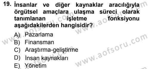 E-İş Süreçleri Dersi 2012 - 2013 Yılı (Final) Dönem Sonu Sınav Soruları 19. Soru