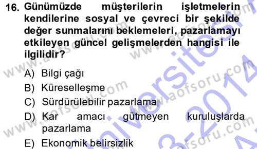 E-İş Süreçleri Dersi 2013 - 2014 Yılı (Vize) Ara Sınav Soruları 16. Soru