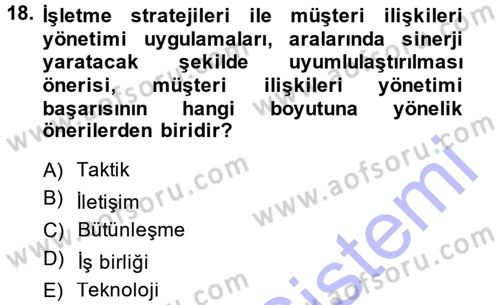 E-İş Süreçleri Dersi 2013 - 2014 Yılı (Vize) Ara Sınav Soruları 18. Soru