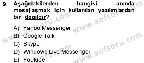 E-İş Süreçleri Dersi 2013 - 2014 Yılı (Vize) Ara Sınav Soruları 9. Soru