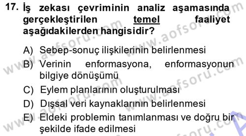 E-İş Süreçleri Dersi 2013 - 2014 Yılı (Final) Dönem Sonu Sınav Soruları 17. Soru