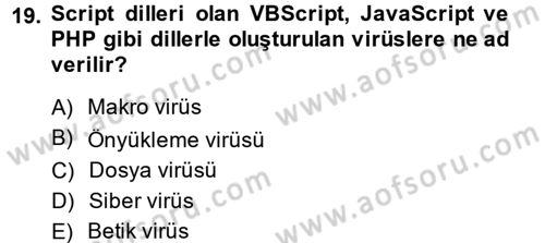 E-İş Süreçleri Dersi 2013 - 2014 Yılı (Final) Dönem Sonu Sınav Soruları 19. Soru