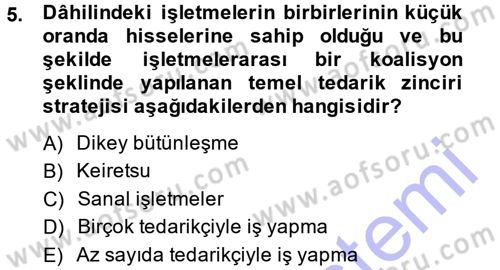 E-İş Süreçleri Dersi 2013 - 2014 Yılı (Final) Dönem Sonu Sınav Soruları 5. Soru