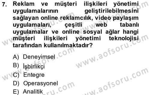 E-İş Süreçleri Dersi 2013 - 2014 Yılı (Final) Dönem Sonu Sınav Soruları 7. Soru