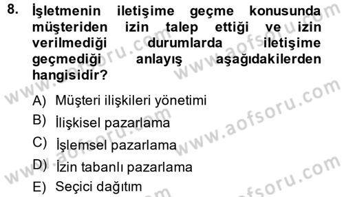 E-İş Süreçleri Dersi 2013 - 2014 Yılı (Final) Dönem Sonu Sınav Soruları 8. Soru