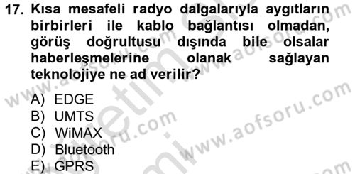 E-İş Süreçleri Dersi 2013 - 2014 Yılı Tek Ders Sınav Soruları 17. Soru
