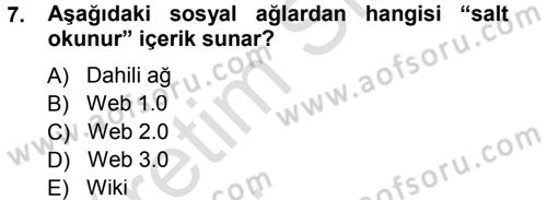 E-İş Süreçleri Dersi 2013 - 2014 Yılı Tek Ders Sınav Soruları 7. Soru