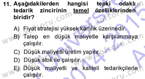 E-İş Süreçleri Dersi 2014 - 2015 Yılı (Vize) Ara Sınav Soruları 11. Soru