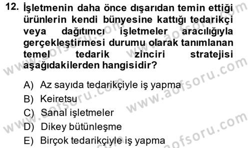 E-İş Süreçleri Dersi 2014 - 2015 Yılı (Vize) Ara Sınav Soruları 12. Soru