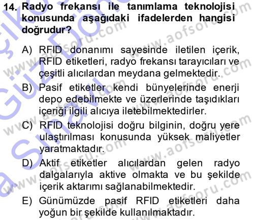 E-İş Süreçleri Dersi 2014 - 2015 Yılı (Vize) Ara Sınav Soruları 14. Soru