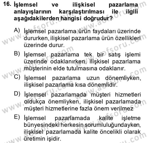 E-İş Süreçleri Dersi 2014 - 2015 Yılı (Vize) Ara Sınav Soruları 16. Soru