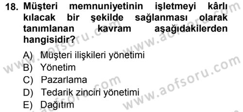 E-İş Süreçleri Dersi 2014 - 2015 Yılı (Vize) Ara Sınav Soruları 18. Soru
