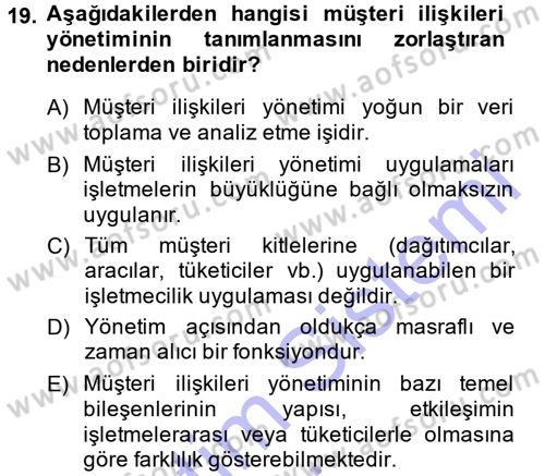 E-İş Süreçleri Dersi 2014 - 2015 Yılı (Vize) Ara Sınav Soruları 19. Soru