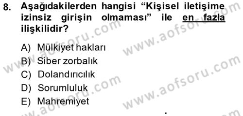 E-İş Süreçleri Dersi 2014 - 2015 Yılı (Vize) Ara Sınav Soruları 8. Soru