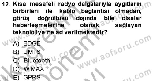 E-İş Süreçleri Dersi 2014 - 2015 Yılı (Final) Dönem Sonu Sınav Soruları 12. Soru