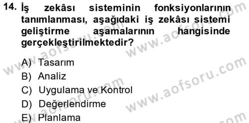 E-İş Süreçleri Dersi 2014 - 2015 Yılı (Final) Dönem Sonu Sınav Soruları 14. Soru