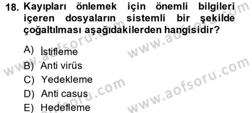 E-İş Süreçleri Dersi 2014 - 2015 Yılı (Final) Dönem Sonu Sınav Soruları 18. Soru