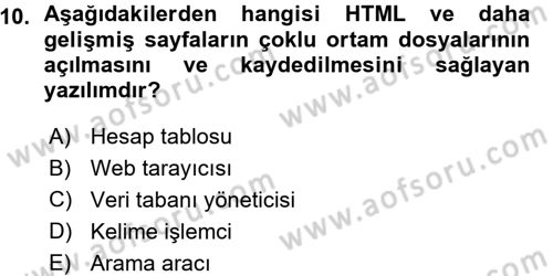 E-İş Süreçleri Dersi 2015 - 2016 Yılı (Vize) Ara Sınav Soruları 10. Soru
