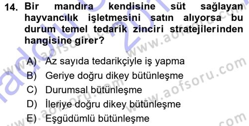 E-İş Süreçleri Dersi 2015 - 2016 Yılı (Vize) Ara Sınav Soruları 14. Soru