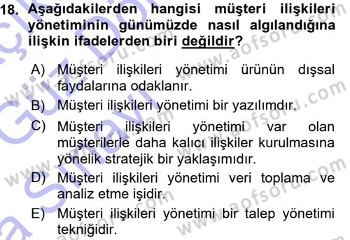 E-İş Süreçleri Dersi 2015 - 2016 Yılı (Vize) Ara Sınav Soruları 18. Soru