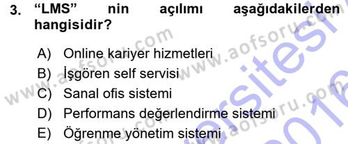 E-İş Süreçleri Dersi 2015 - 2016 Yılı (Vize) Ara Sınav Soruları 3. Soru