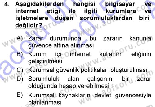 E-İş Süreçleri Dersi 2015 - 2016 Yılı (Vize) Ara Sınav Soruları 4. Soru