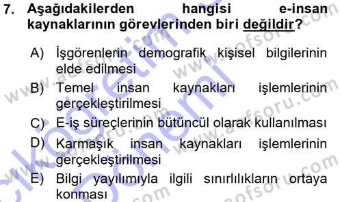 E-İş Süreçleri Dersi 2015 - 2016 Yılı (Vize) Ara Sınav Soruları 7. Soru
