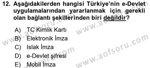 E-İş Süreçleri Dersi 2015 - 2016 Yılı (Final) Dönem Sonu Sınav Soruları 12. Soru