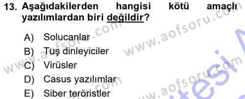 E-İş Süreçleri Dersi 2015 - 2016 Yılı (Final) Dönem Sonu Sınav Soruları 13. Soru