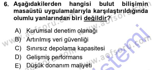 E-İş Süreçleri Dersi 2015 - 2016 Yılı (Final) Dönem Sonu Sınav Soruları 6. Soru