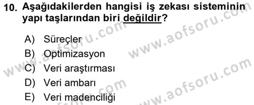 E-İş Süreçleri Dersi 2015 - 2016 Yılı Tek Ders Sınav Soruları 10. Soru