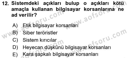 E-İş Süreçleri Dersi 2015 - 2016 Yılı Tek Ders Sınav Soruları 12. Soru