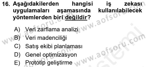 E-İş Süreçleri Dersi 2015 - 2016 Yılı Tek Ders Sınav Soruları 16. Soru