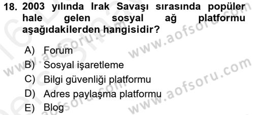 E-İş Süreçleri Dersi 2015 - 2016 Yılı Tek Ders Sınav Soruları 18. Soru