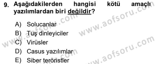 E-İş Süreçleri Dersi 2015 - 2016 Yılı Tek Ders Sınav Soruları 9. Soru