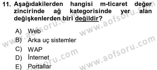E-İş Süreçleri Dersi 2016 - 2017 Yılı 3 Ders Sınav Soruları 11. Soru