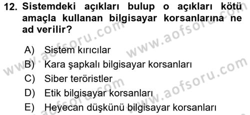 E-İş Süreçleri Dersi 2016 - 2017 Yılı 3 Ders Sınav Soruları 12. Soru