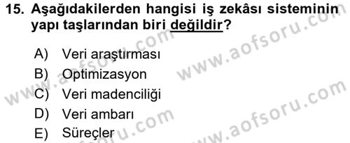 E-İş Süreçleri Dersi 2016 - 2017 Yılı 3 Ders Sınav Soruları 15. Soru