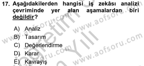 E-İş Süreçleri Dersi 2016 - 2017 Yılı 3 Ders Sınav Soruları 17. Soru